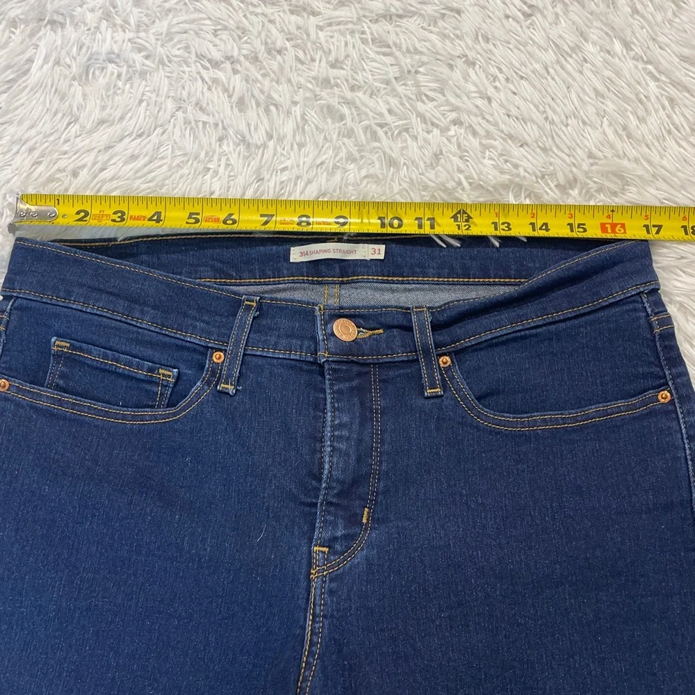 LEVIS 314 WOMENS SIZE 31/32 Dark Blue Straight Leg Jeans denim
